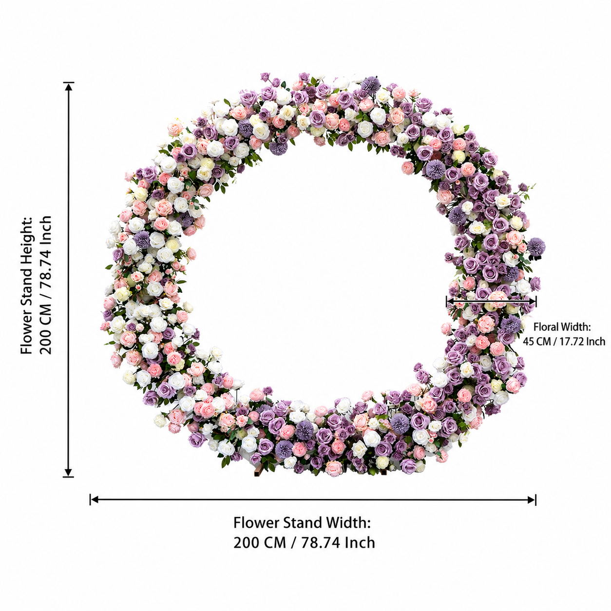 Artificial Round Flower Arch, 6.6 ft Wedding Backdrop Stand purple