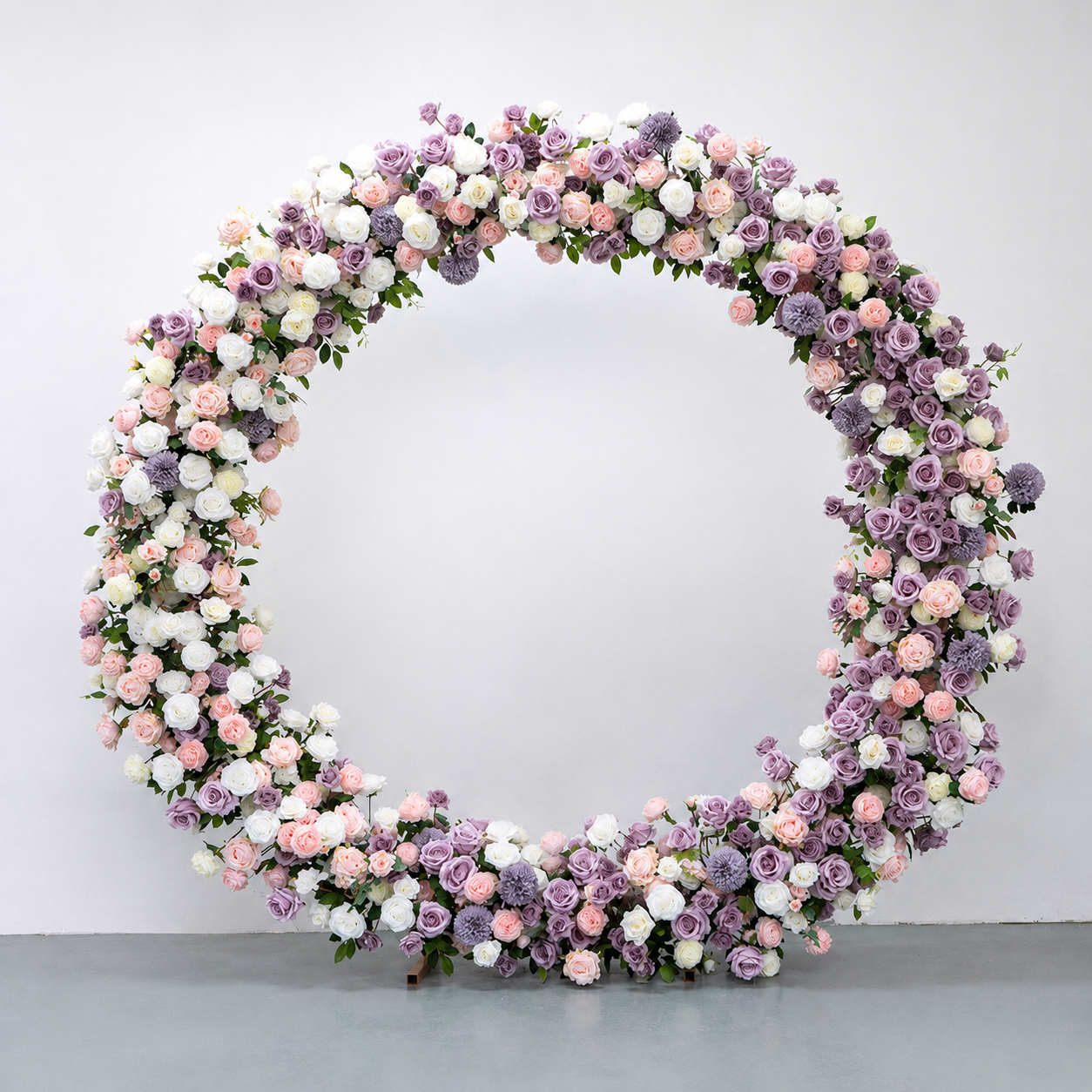 Artificial Round Flower Arch, 6.6 ft Wedding Backdrop Stand purple