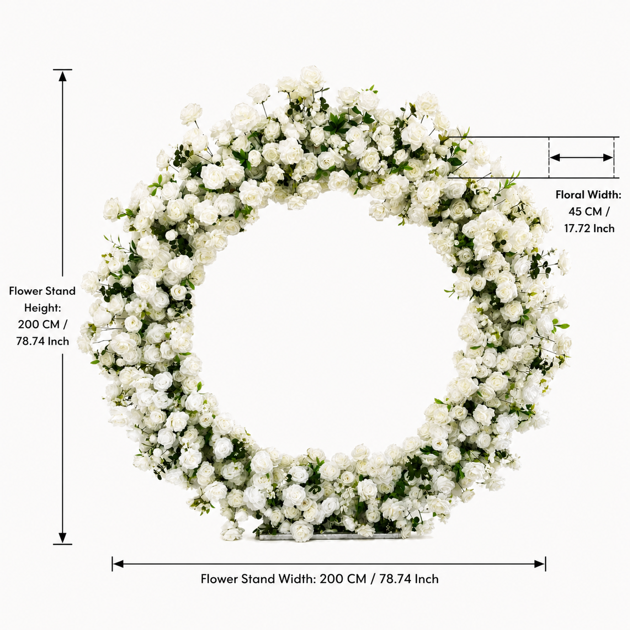 Artificial Round Flower Arch, 6.6 ft Wedding Backdrop Stand white