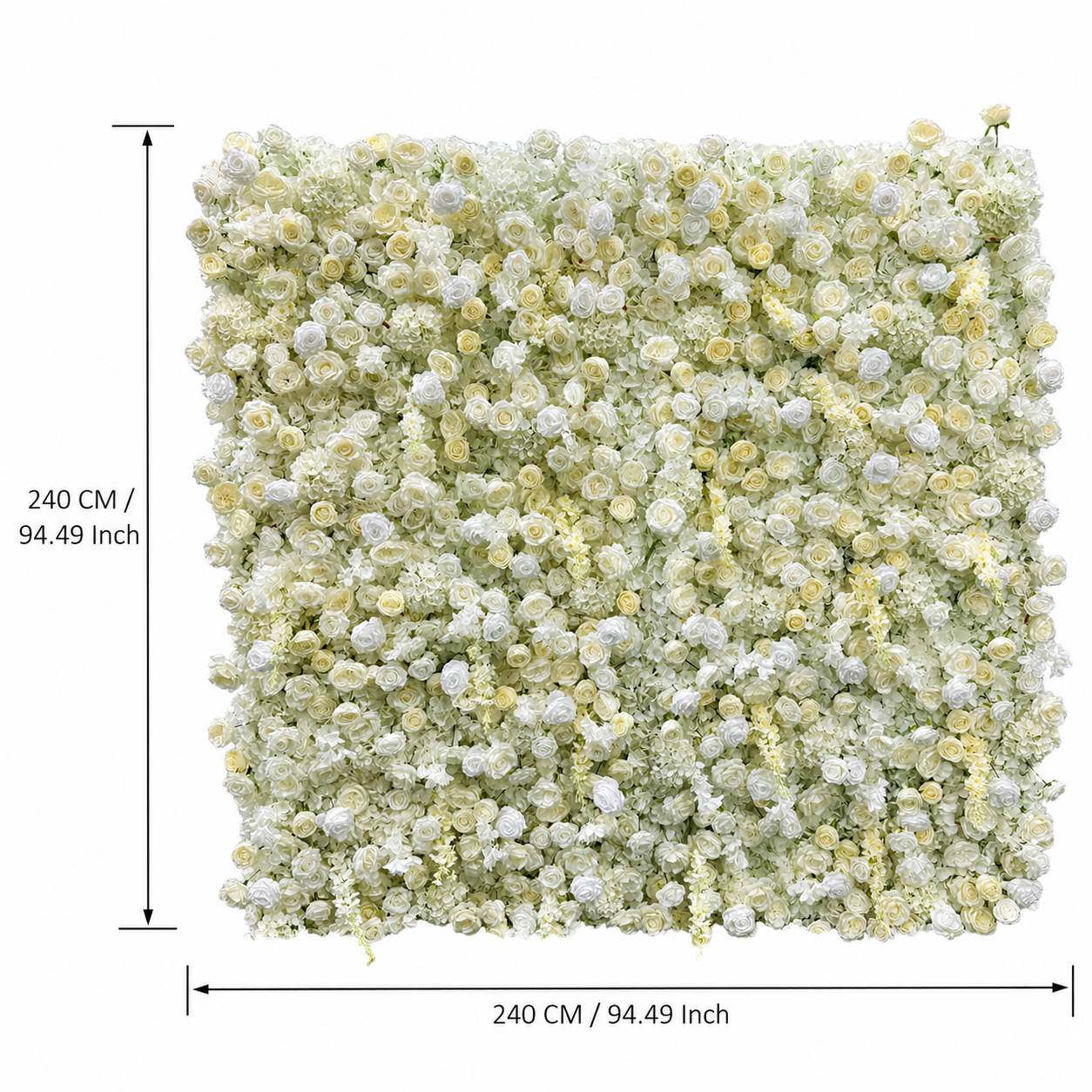 Artificial Flower Wall Backdrop, 94.5 x 94.5 in, Metal Frame