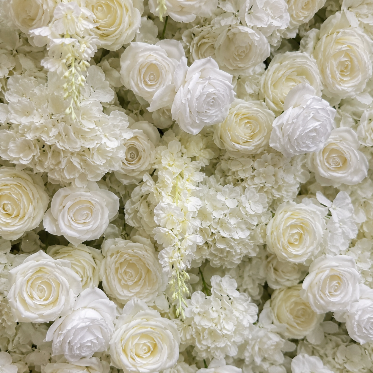 Artificial Flower Wall Backdrop, 94.5 x 94.5 in, Metal Frame