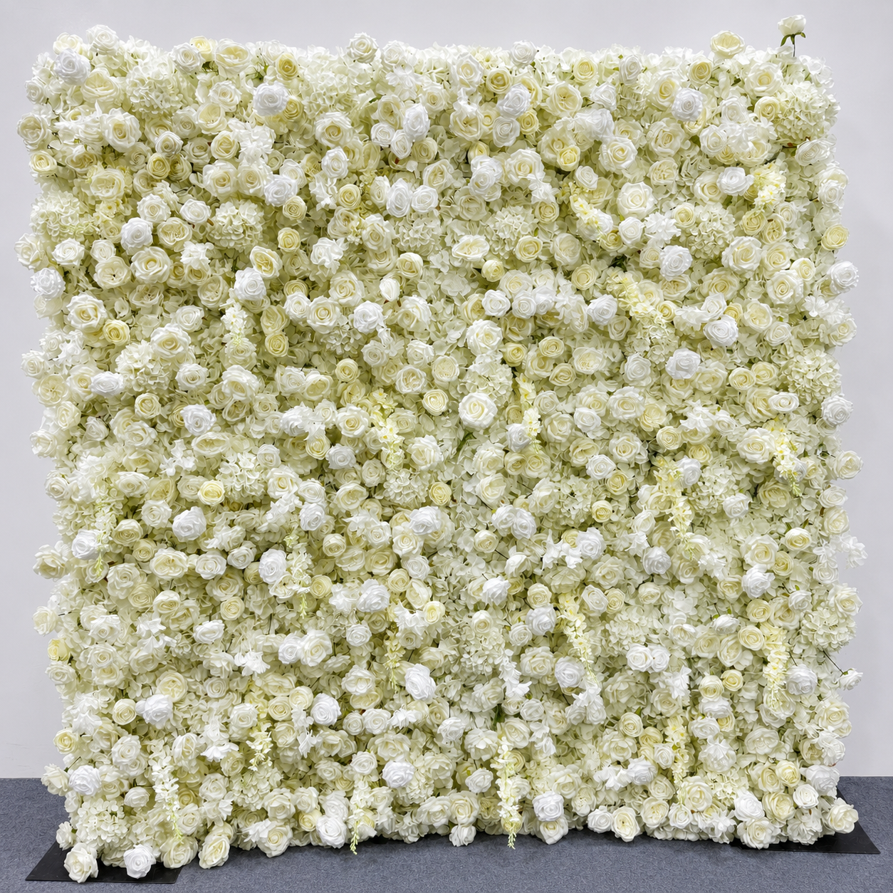 Artificial Flower Wall Backdrop, 94.5 x 94.5 in, Metal Frame