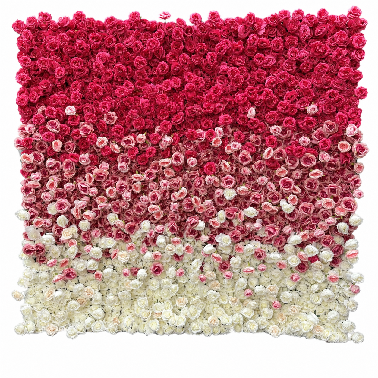 Artificial Flower Wall Backdrop, 94.5 x 94.5 in, Metal Frame Berry Pink Ombre