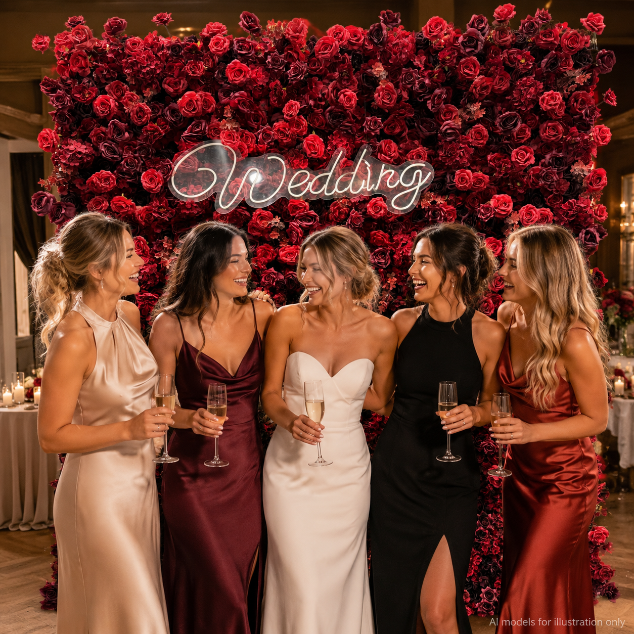 Artificial Flower Wall Backdrop, 94.5 x 94.5 in, Metal Frame Burgundy Red Rose