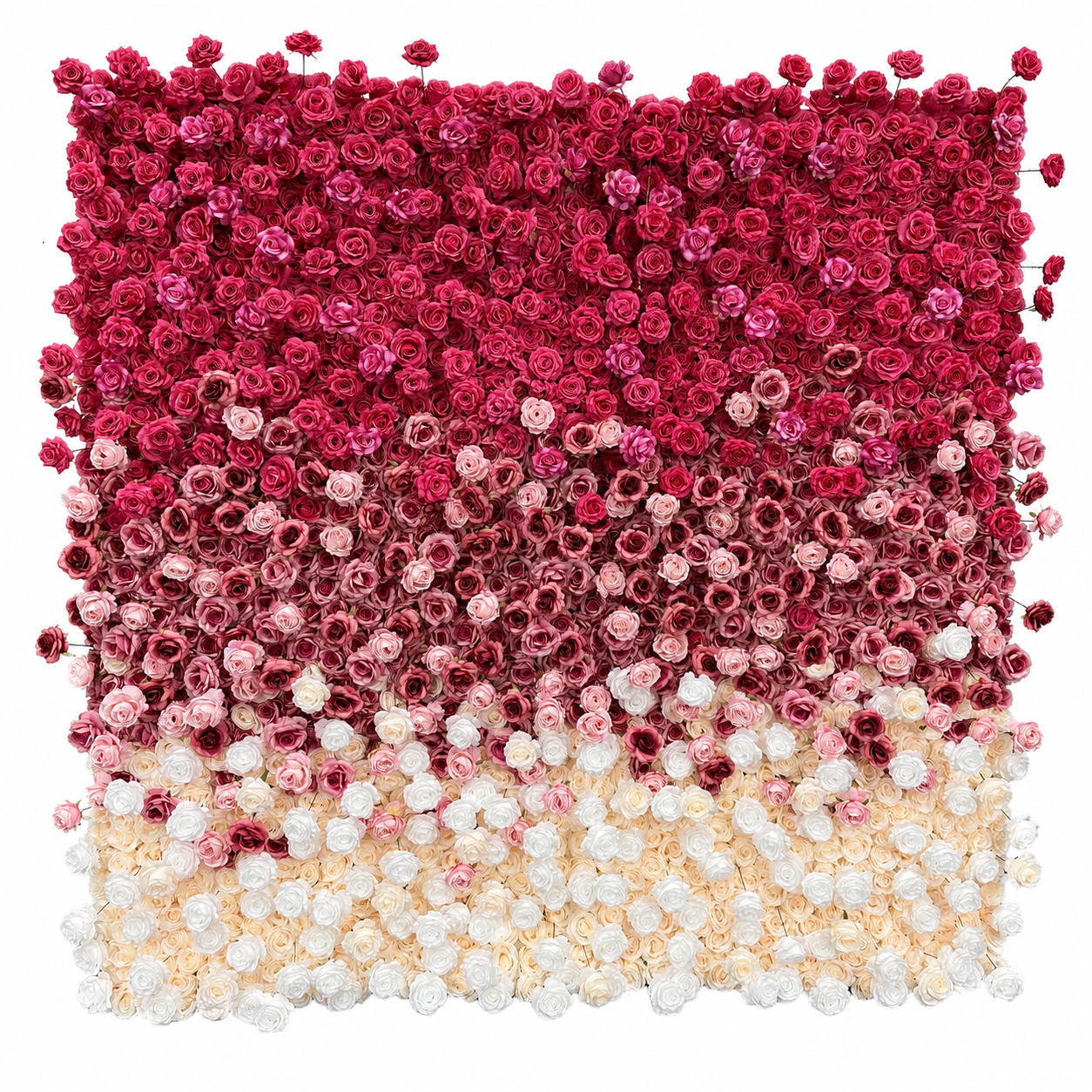 Fuchsia Blush Ombre	Fuchsia Blush Artificial Flower Wall Backdrop, 94.5 x 94.5 in, Frame