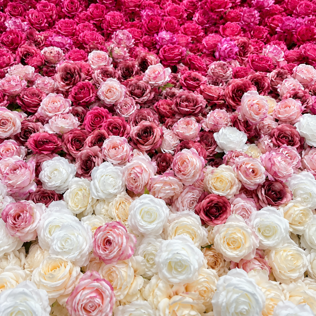 Fuchsia Blush Ombre	Fuchsia Blush Artificial Flower Wall Backdrop, 94.5 x 94.5 in, Frame