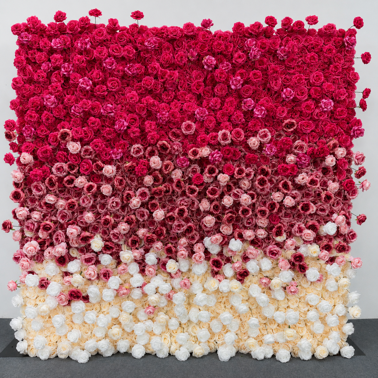 Fuchsia Blush Ombre	Fuchsia Blush Artificial Flower Wall Backdrop, 94.5 x 94.5 in, Frame