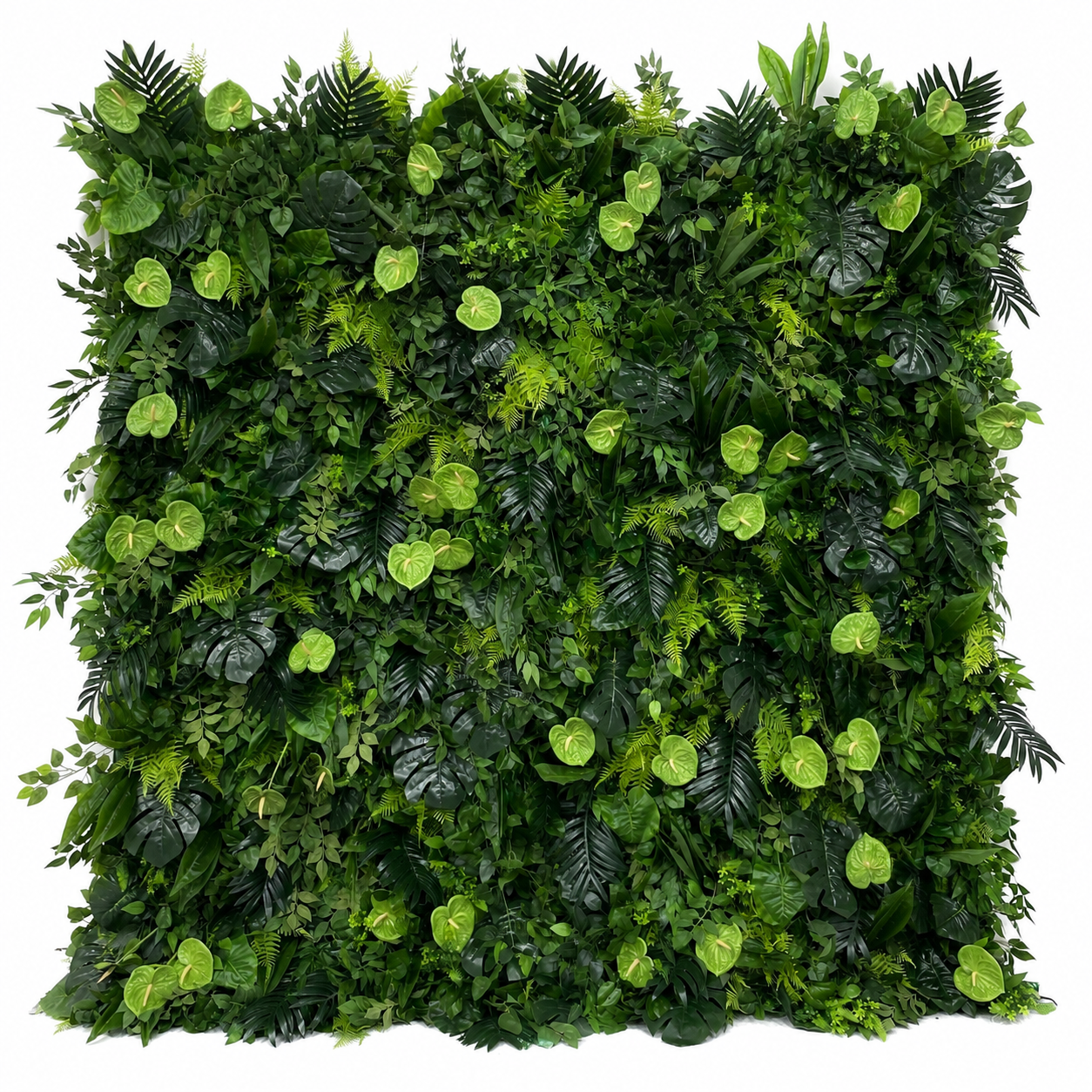 Tropical Greenery	Tropical Green Artificial Flower Wall Backdrop, 94.5 x 94.5 in, Frame