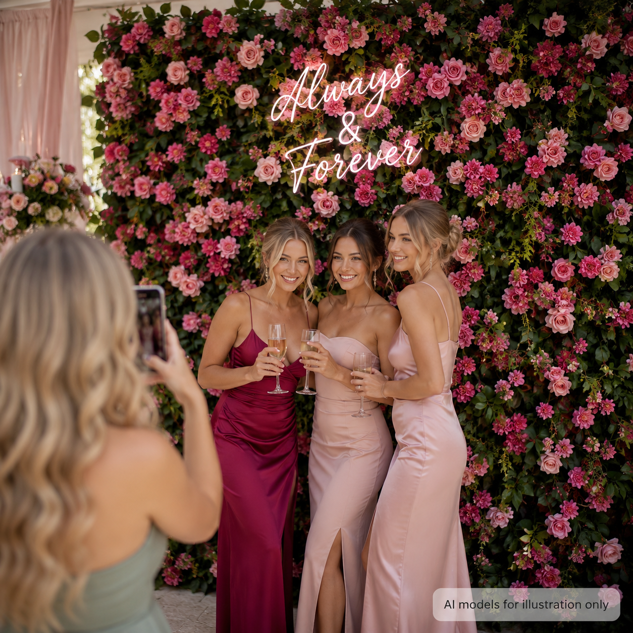 	Pink Garden Greenery	Pink Garden Greenery Artificial Flower Wall Backdrop, 94.5 x 94.5 in