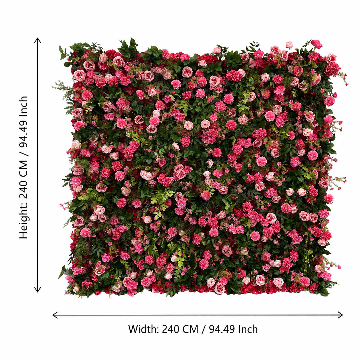 	Pink Garden Greenery	Pink Garden Greenery Artificial Flower Wall Backdrop, 94.5 x 94.5 in