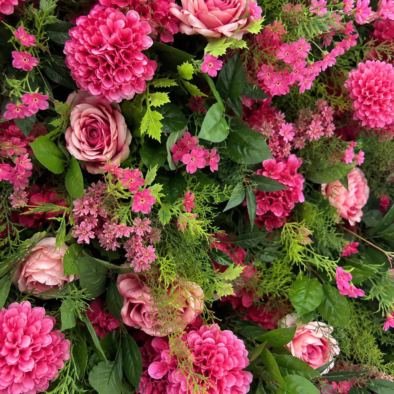 	Pink Garden Greenery	Pink Garden Greenery Artificial Flower Wall Backdrop, 94.5 x 94.5 in