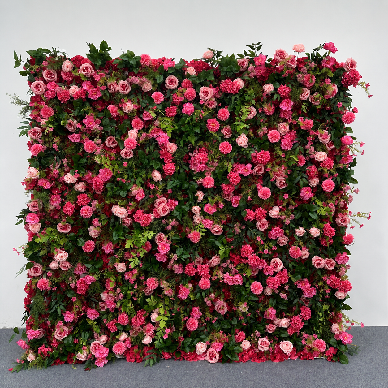 	Pink Garden Greenery	Pink Garden Greenery Artificial Flower Wall Backdrop, 94.5 x 94.5 in