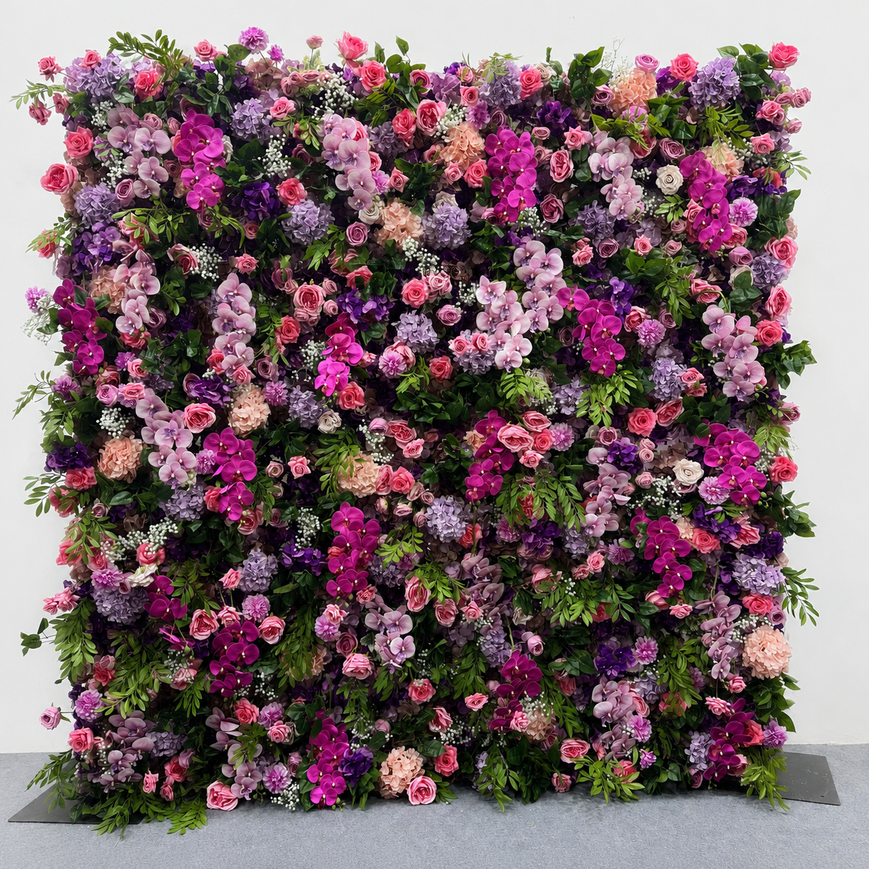 Purple Orchid Garden	Purple Orchid Artificial Flower Wall Backdrop, 94.5 x 94.5 in, Frame