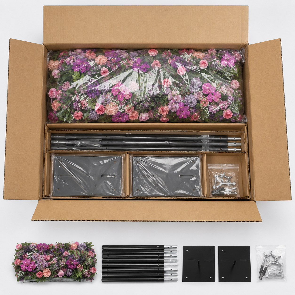 Purple Orchid Garden	Purple Orchid Artificial Flower Wall Backdrop, 94.5 x 94.5 in, Frame