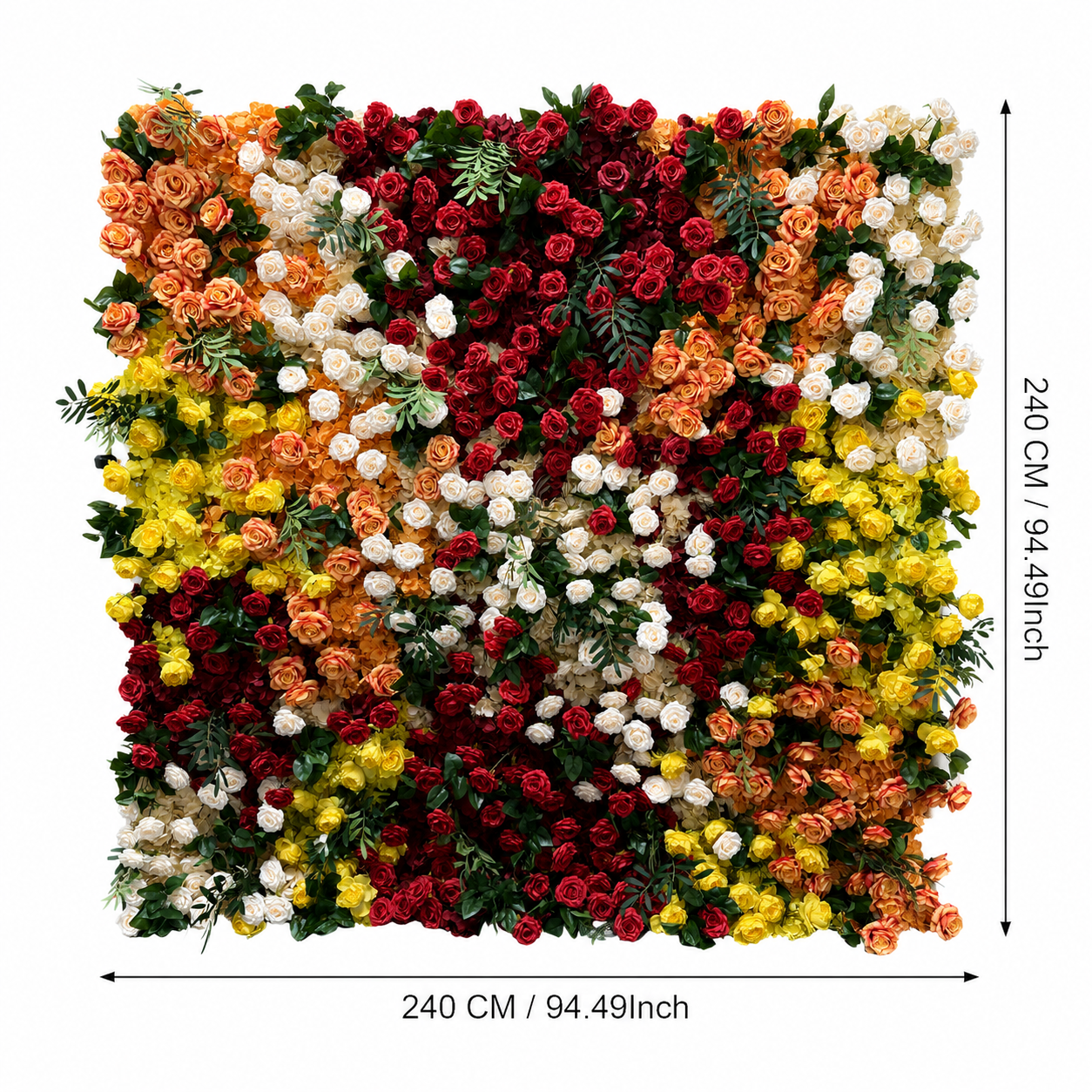 Autumn Mixed Floral Autumn Mix Artificial Flower Wall Backdrop, 94.5 x 94.5 in, Frame