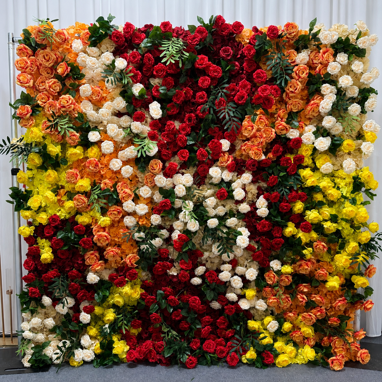 Autumn Mixed Floral Autumn Mix Artificial Flower Wall Backdrop, 94.5 x 94.5 in, Frame
