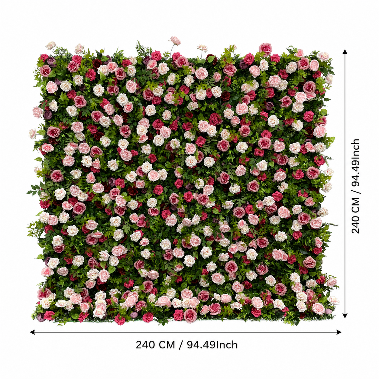 Blush Rose Greenery	Blush Rose Greenery Artificial Flower Wall Backdrop, 94.5 x 94.5 in