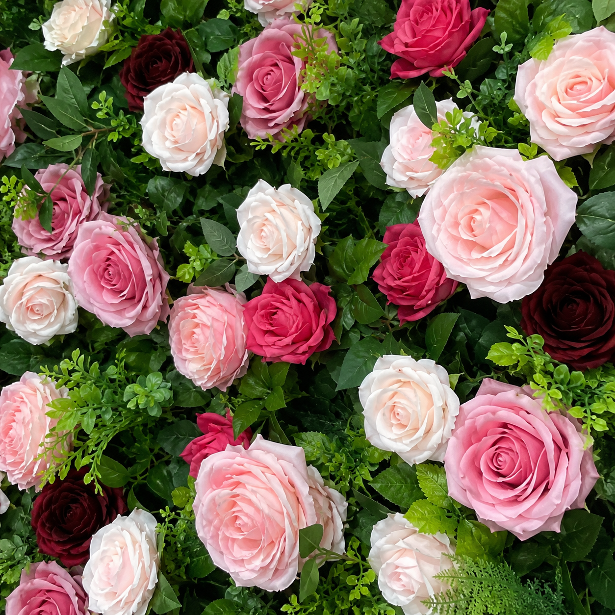 Blush Rose Greenery	Blush Rose Greenery Artificial Flower Wall Backdrop, 94.5 x 94.5 in
