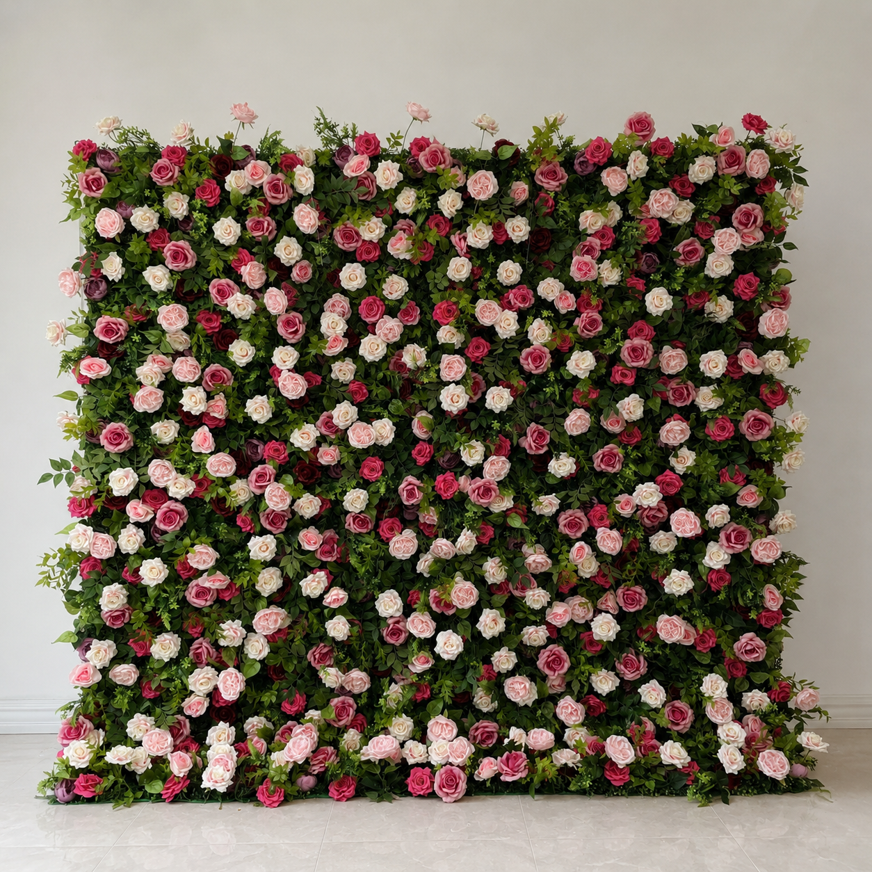 Blush Rose Greenery	Blush Rose Greenery Artificial Flower Wall Backdrop, 94.5 x 94.5 in