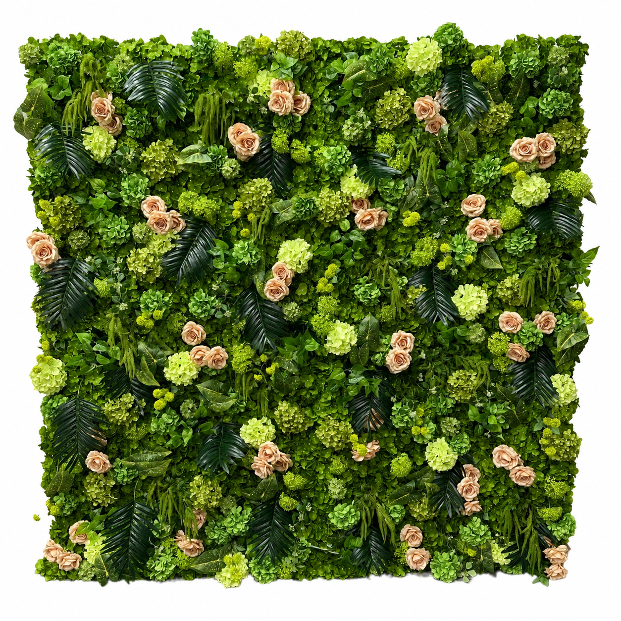 Green Champagne Rose	Green Champagne Artificial Flower Wall Backdrop, 94.5 x 94.5 in