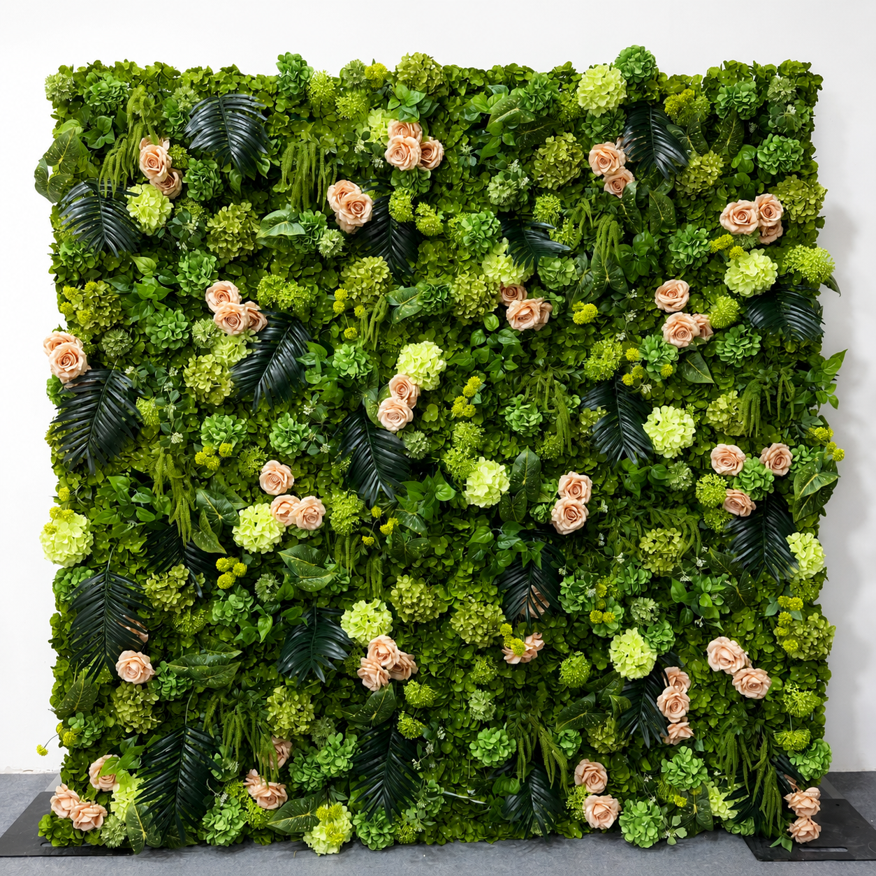 Green Champagne Rose	Green Champagne Artificial Flower Wall Backdrop, 94.5 x 94.5 in