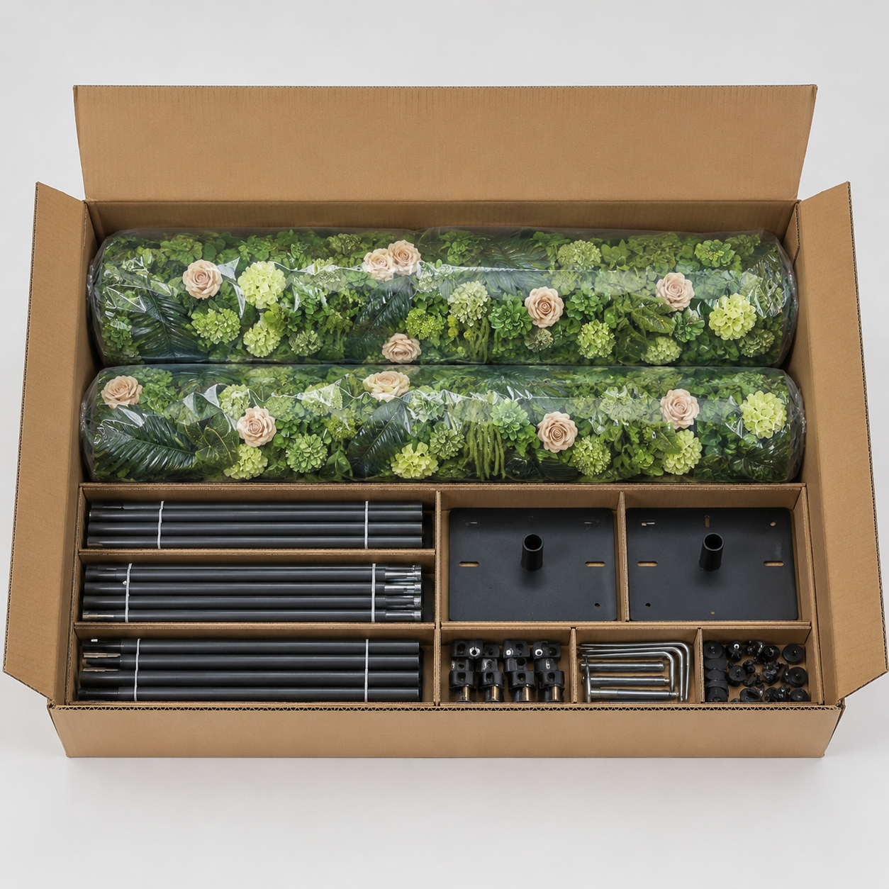 Green Champagne Rose	Green Champagne Artificial Flower Wall Backdrop, 94.5 x 94.5 in