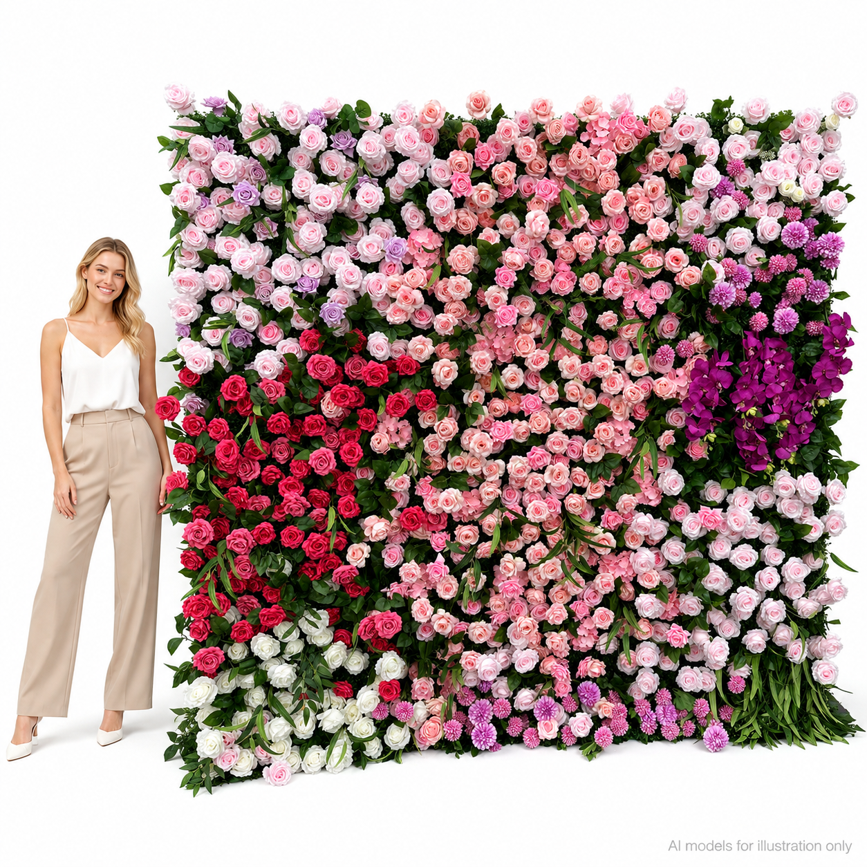 Blush Orchid Garden	Blush Orchid Garden Artificial Flower Wall Backdrop, 94.5 x 94.5 in