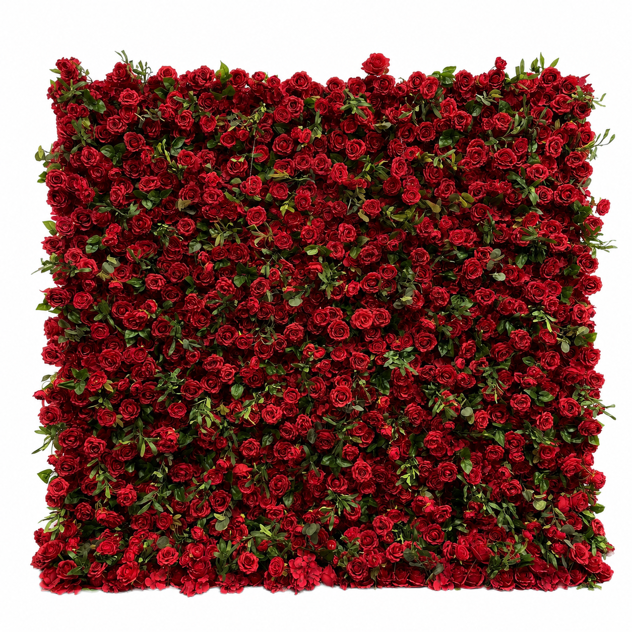Red Rose Greenery	Red Rose Greenery Artificial Flower Wall Backdrop, 94.5 x 94.5 in 