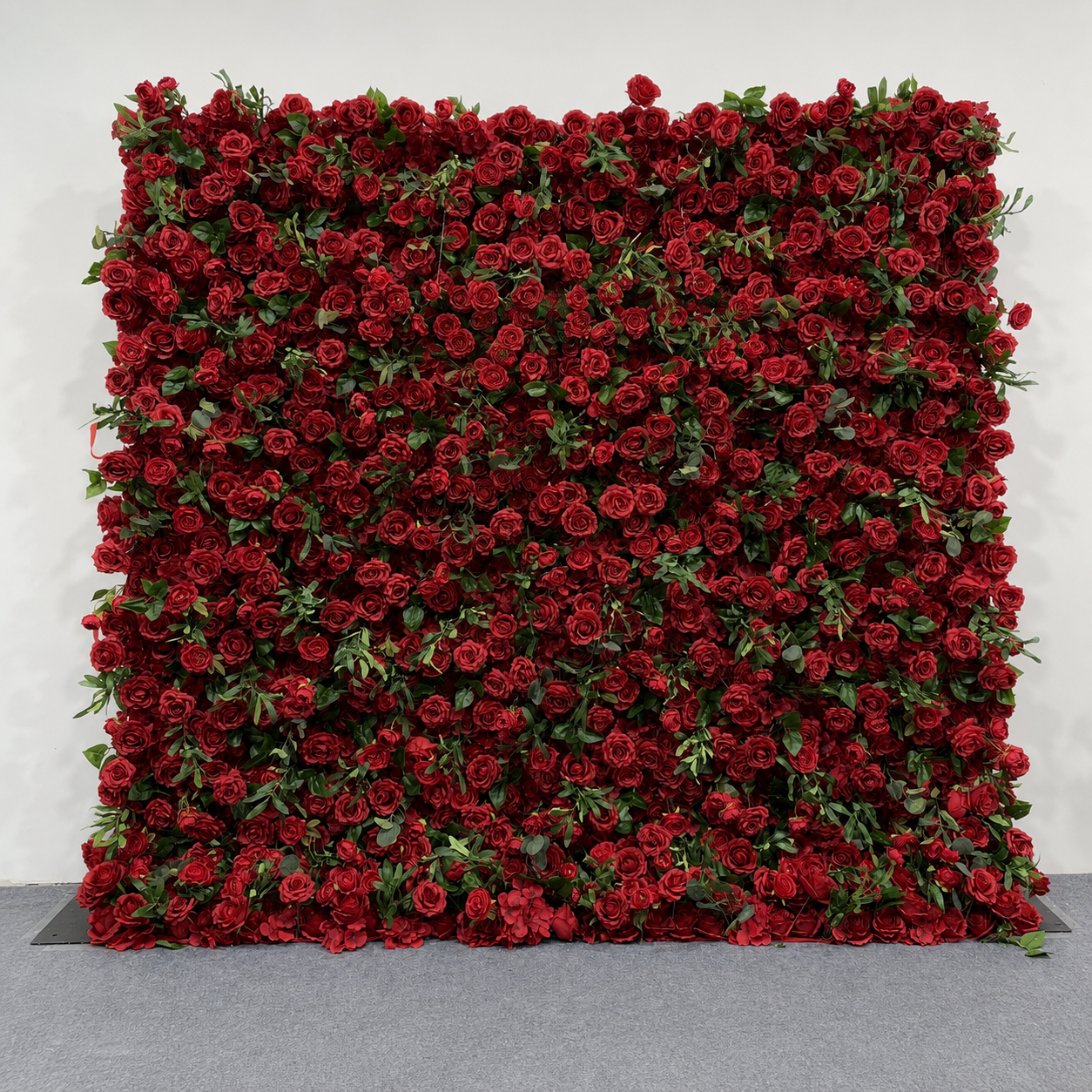 Red Rose Greenery	Red Rose Greenery Artificial Flower Wall Backdrop, 94.5 x 94.5 in 