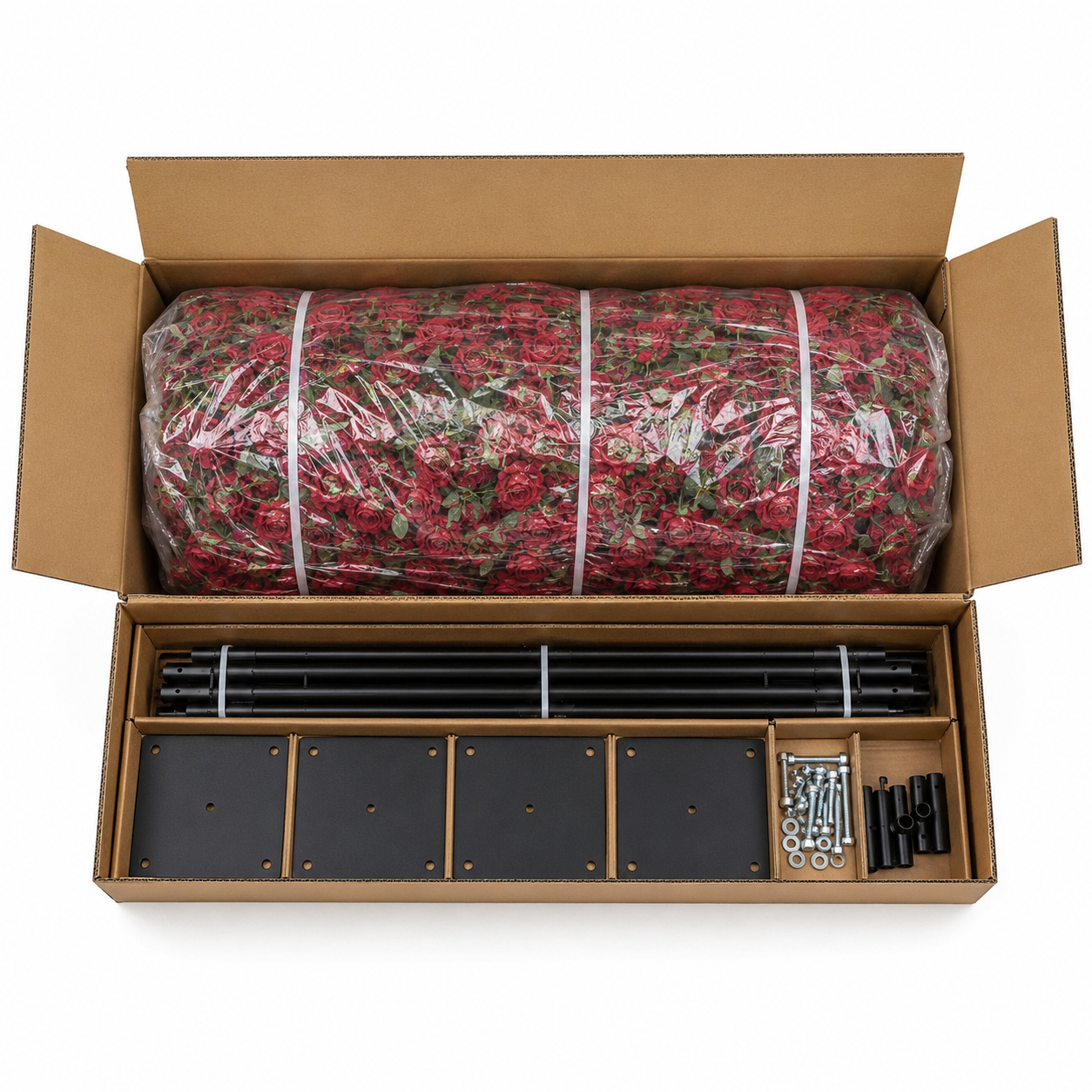 Red Rose Greenery	Red Rose Greenery Artificial Flower Wall Backdrop, 94.5 x 94.5 in 