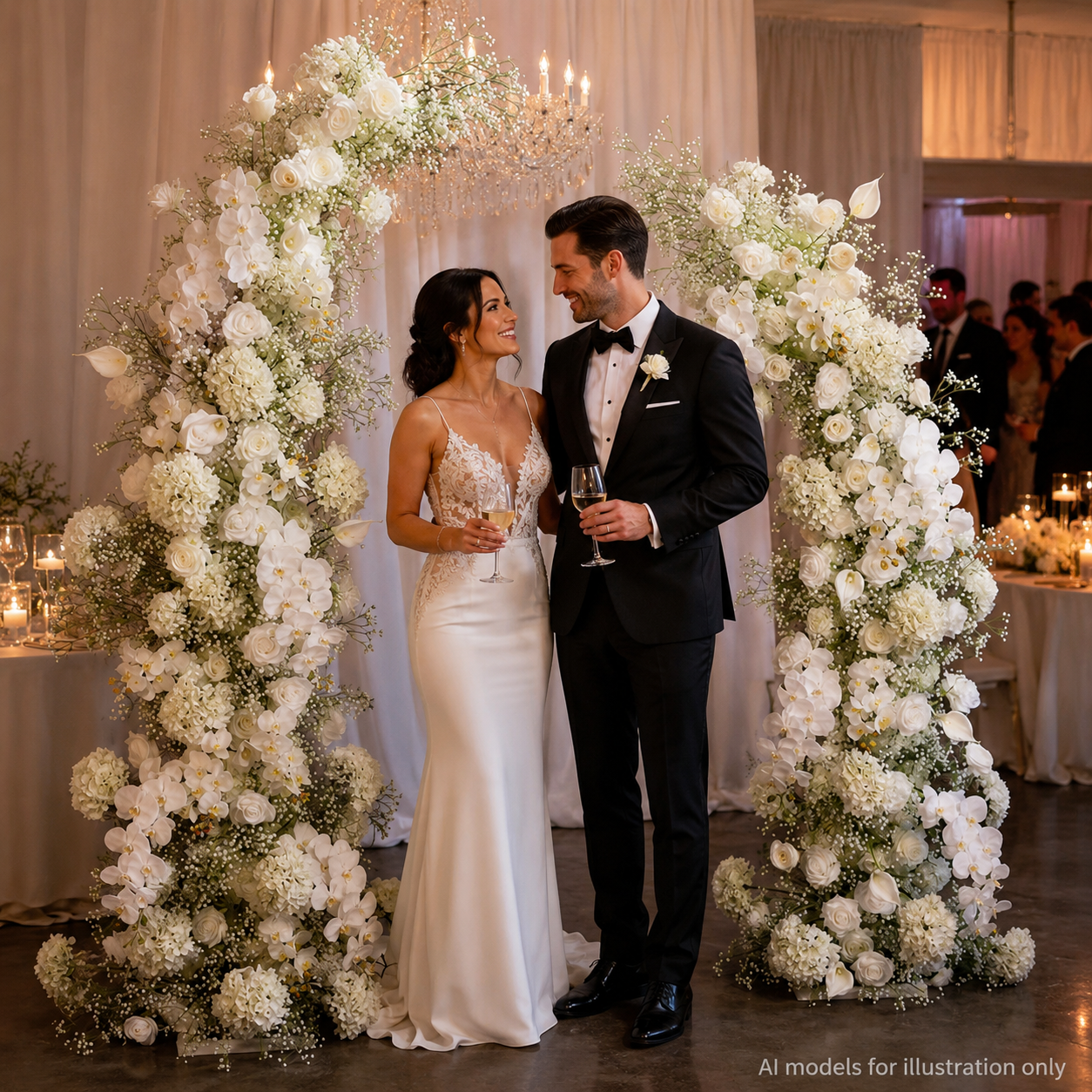 Artificial Flower Arch Set with Stand 5.9FT Wedding Backdrop Decor