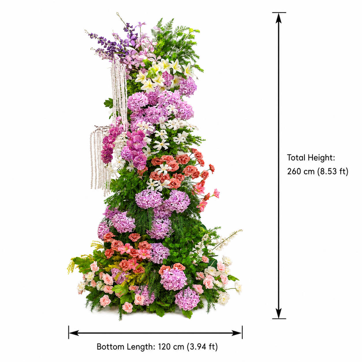 8.5ft Tall Wedding Flower Pillar, Pastel Purple Pink Silk Floral Arrangement for Photo Booth, Sweetheart Table & Ceremony Decor, Frame Not Included