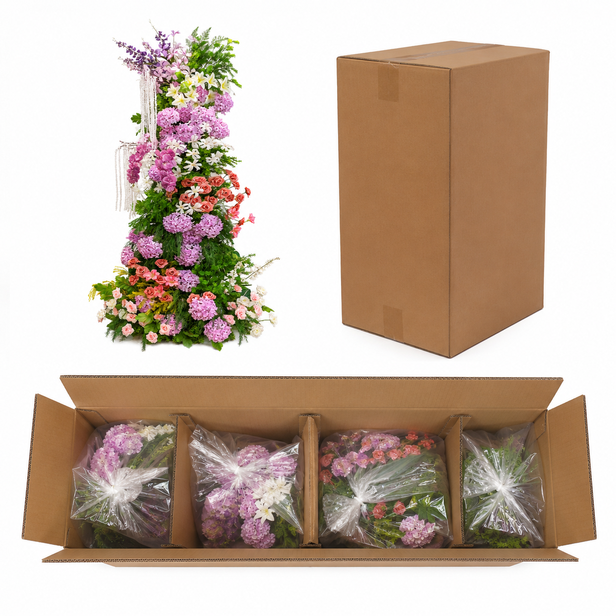 8.5ft Tall Wedding Flower Pillar, Pastel Purple Pink Silk Floral Arrangement for Photo Booth, Sweetheart Table & Ceremony Decor, Frame Not Included