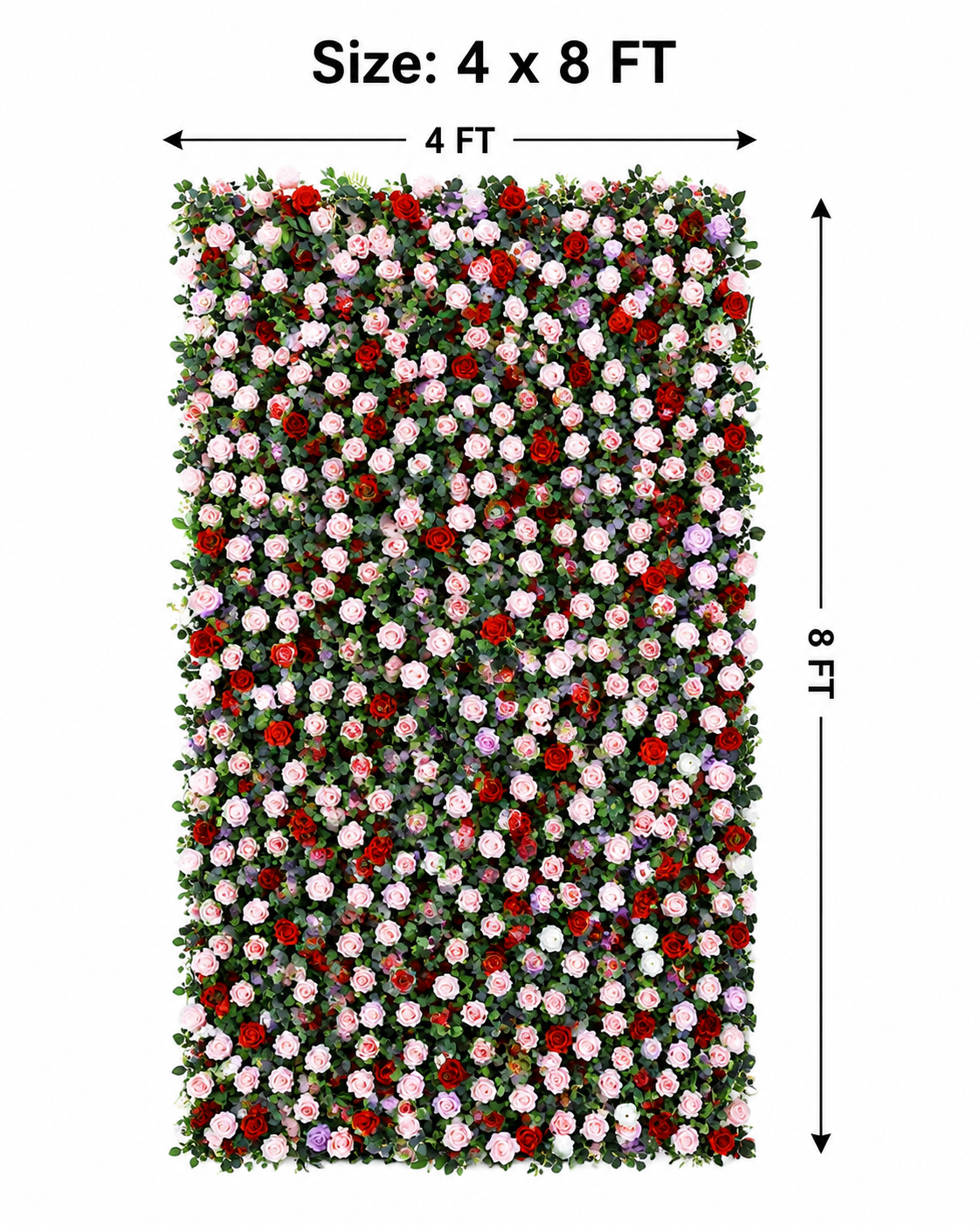 Multicolor Artificial Flower Wall Backdrop, 4 x 8 ft 8x8ft 10x10ft