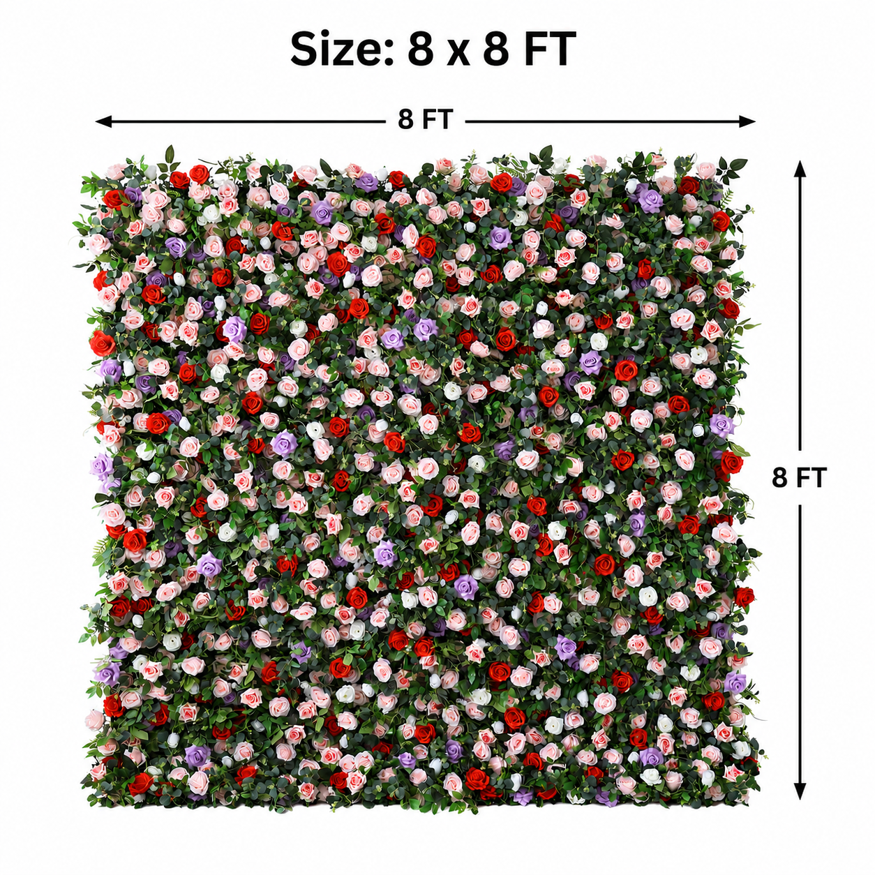Multicolor Artificial Flower Wall Backdrop, 4 x 8 ft 8x8ft 10x10ft