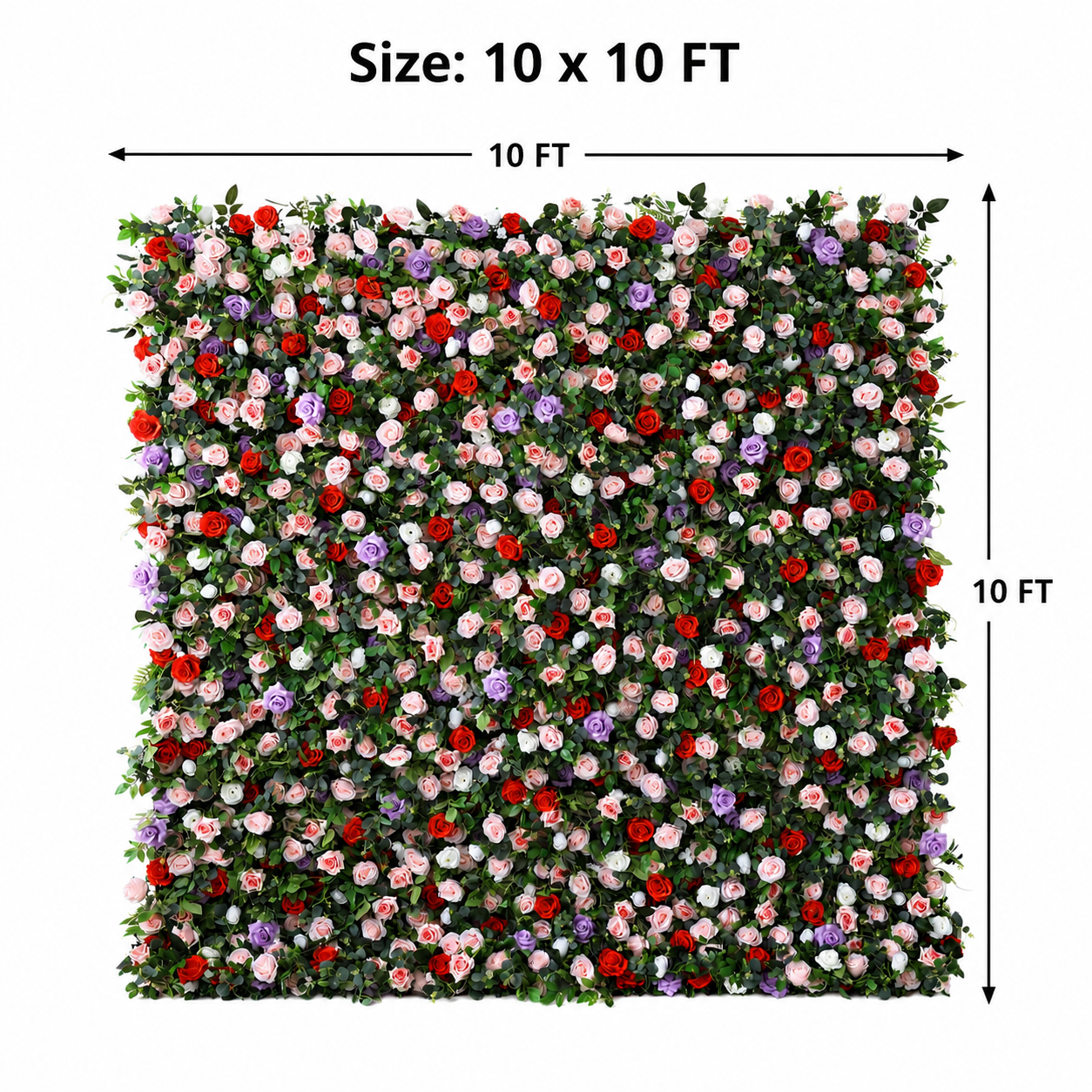 Multicolor Artificial Flower Wall Backdrop, 4 x 8 ft 8x8ft 10x10ft