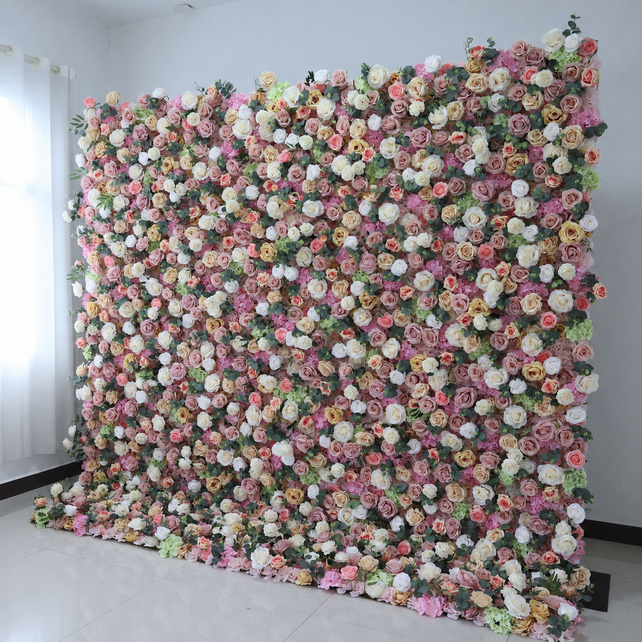 Blush Pink Artificial Flower Wall Backdrop, 4 x 8 ft 8x8ft 10x10ft 