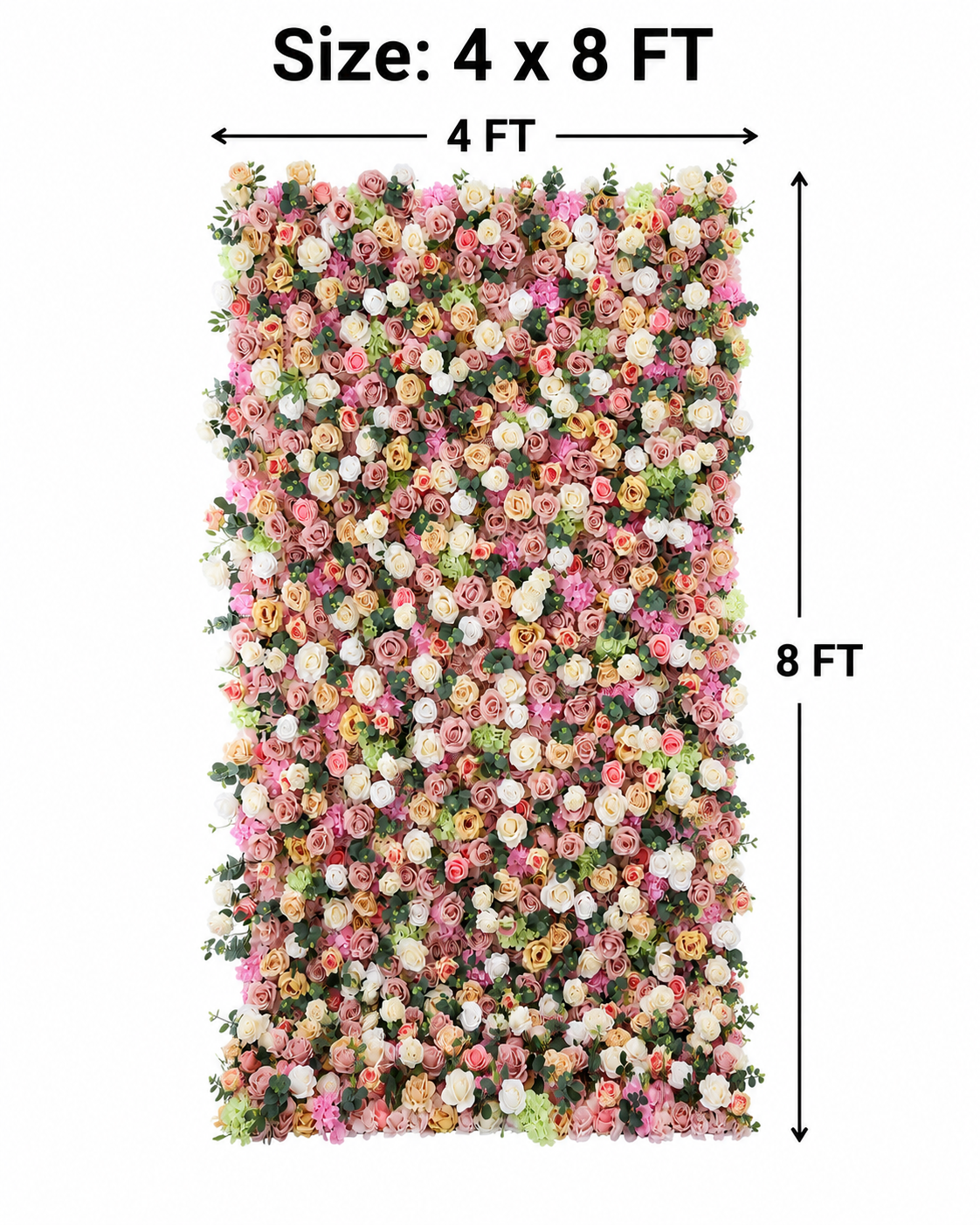 Blush Pink Artificial Flower Wall Backdrop, 4 x 8 ft 8x8ft 10x10ft 