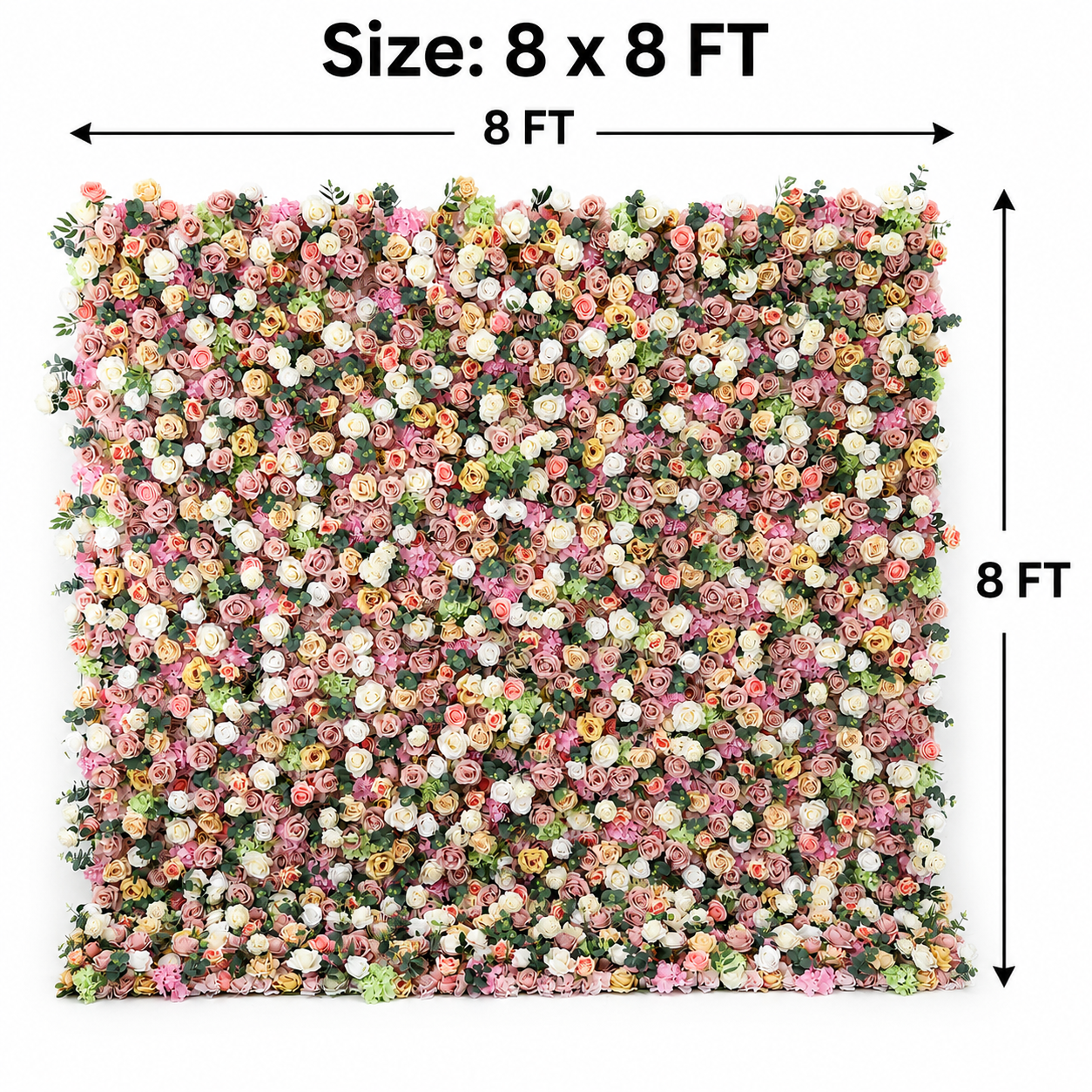 Blush Pink Artificial Flower Wall Backdrop, 4 x 8 ft 8x8ft 10x10ft 