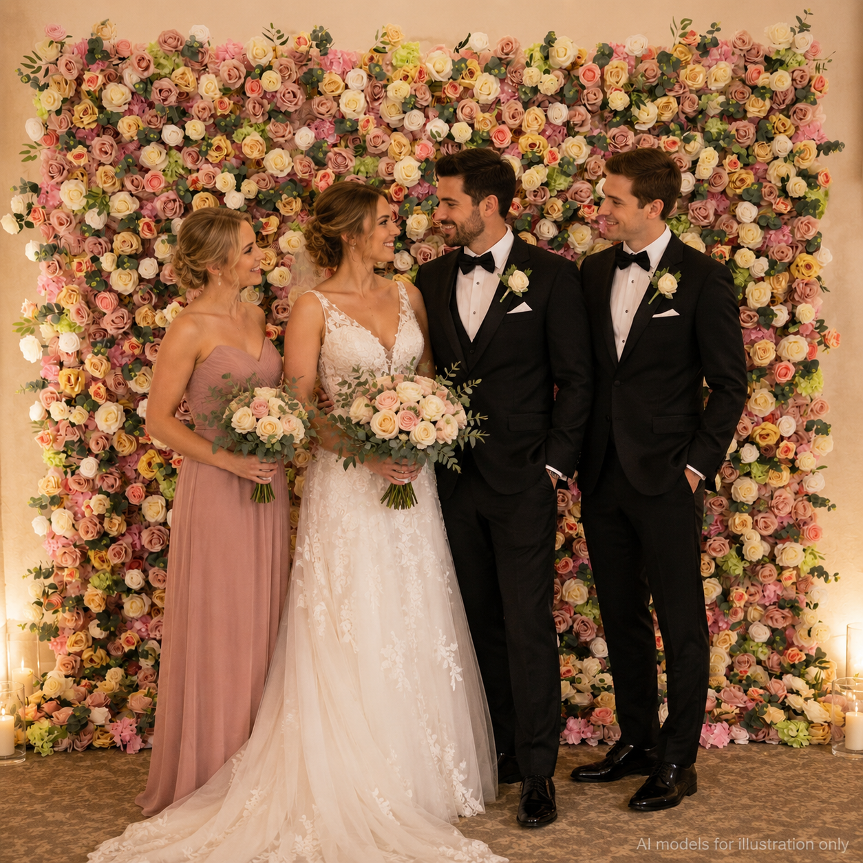 Blush Pink Artificial Flower Wall Backdrop, 4 x 8 ft 8x8ft 10x10ft 