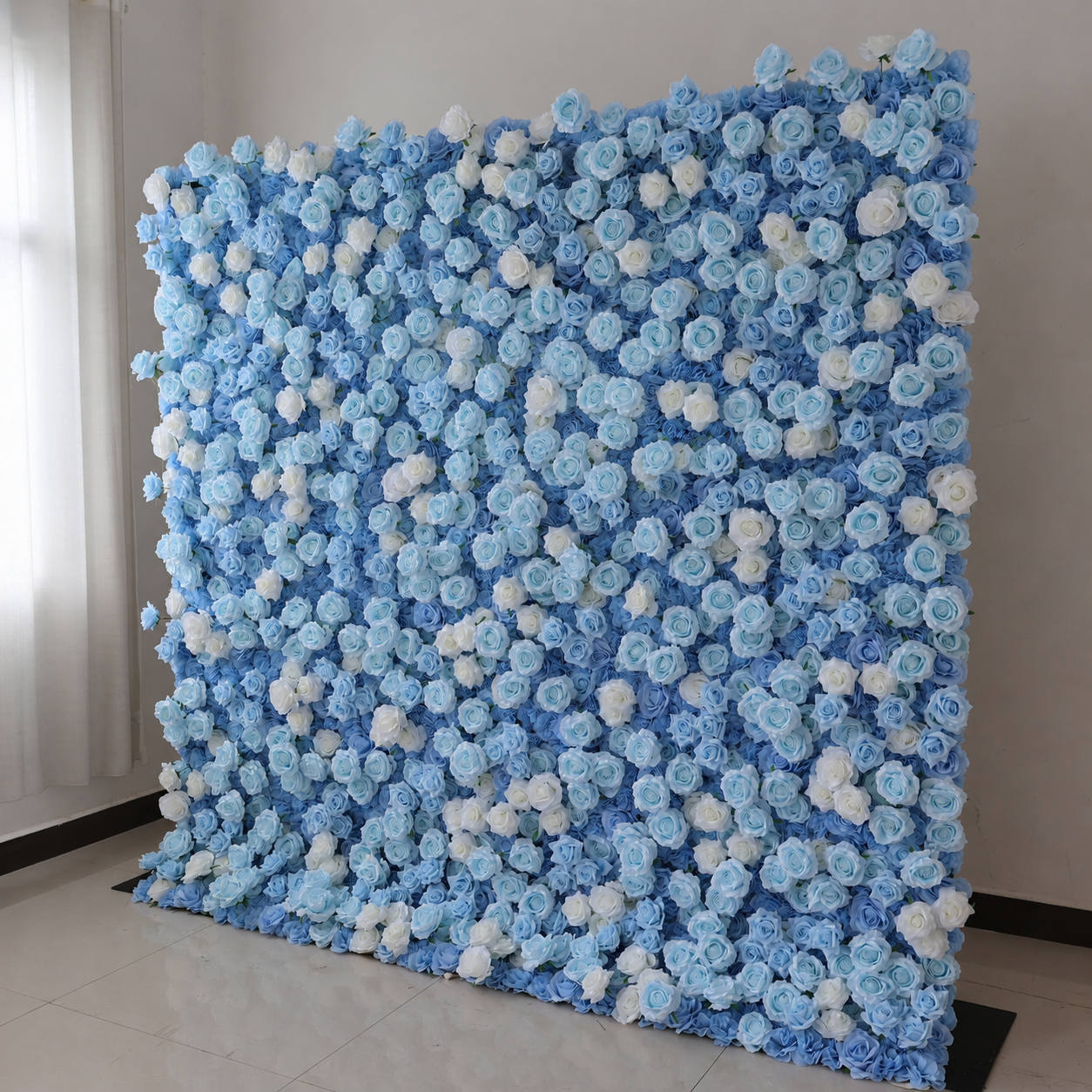 Generic Blue Rose Flower Wall Backdrop for Weddings, 4 x 8 ft,8x8ft,10x10ft