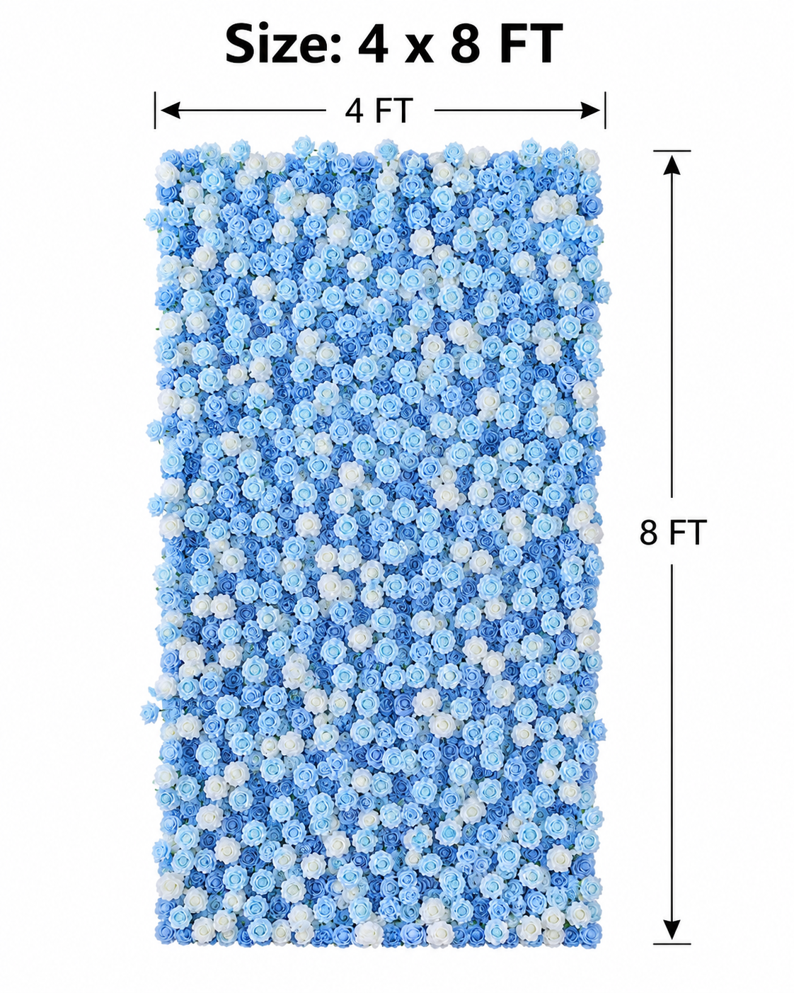 Generic Blue Rose Flower Wall Backdrop for Weddings, 4 x 8 ft,8x8ft,10x10ft