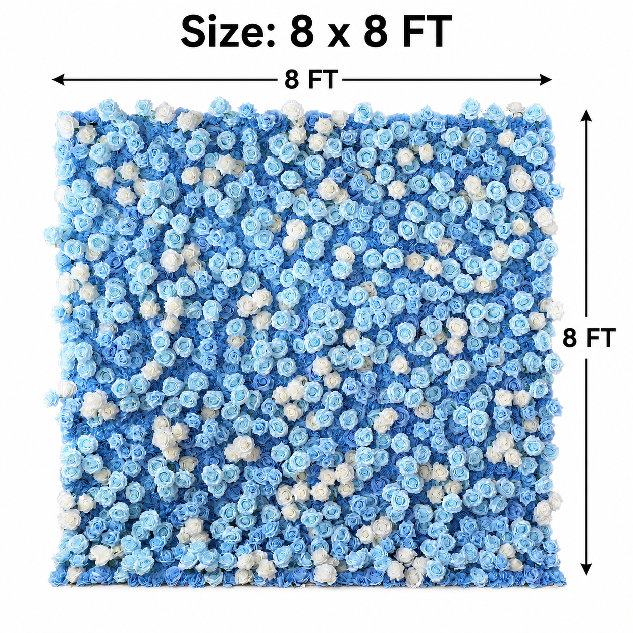 Generic Blue Rose Flower Wall Backdrop for Weddings, 4 x 8 ft,8x8ft,10x10ft