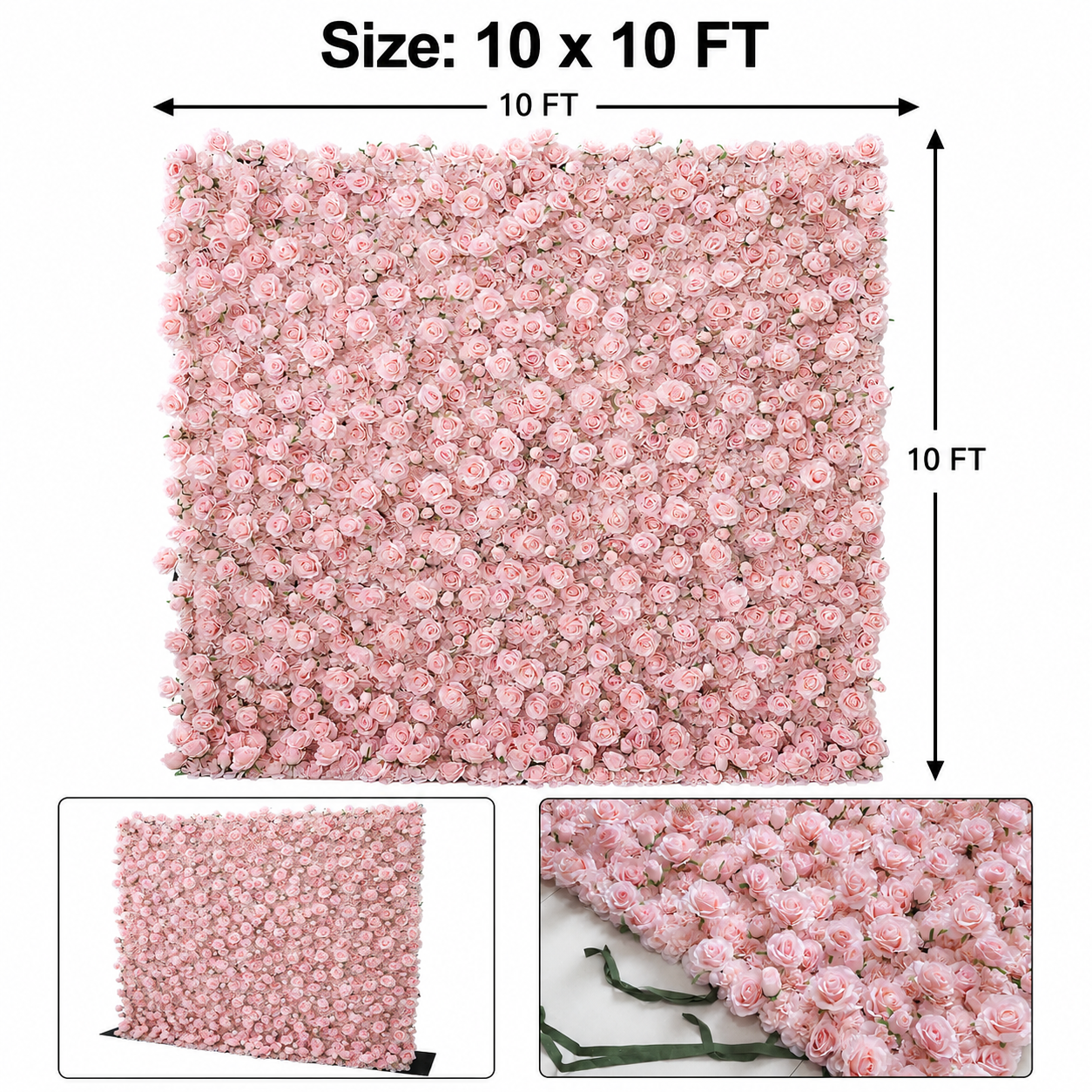 Generic Pink Rose Flower Wall Backdrop for Weddings, 4 x 8 ft, 8x8ft,10x10ft