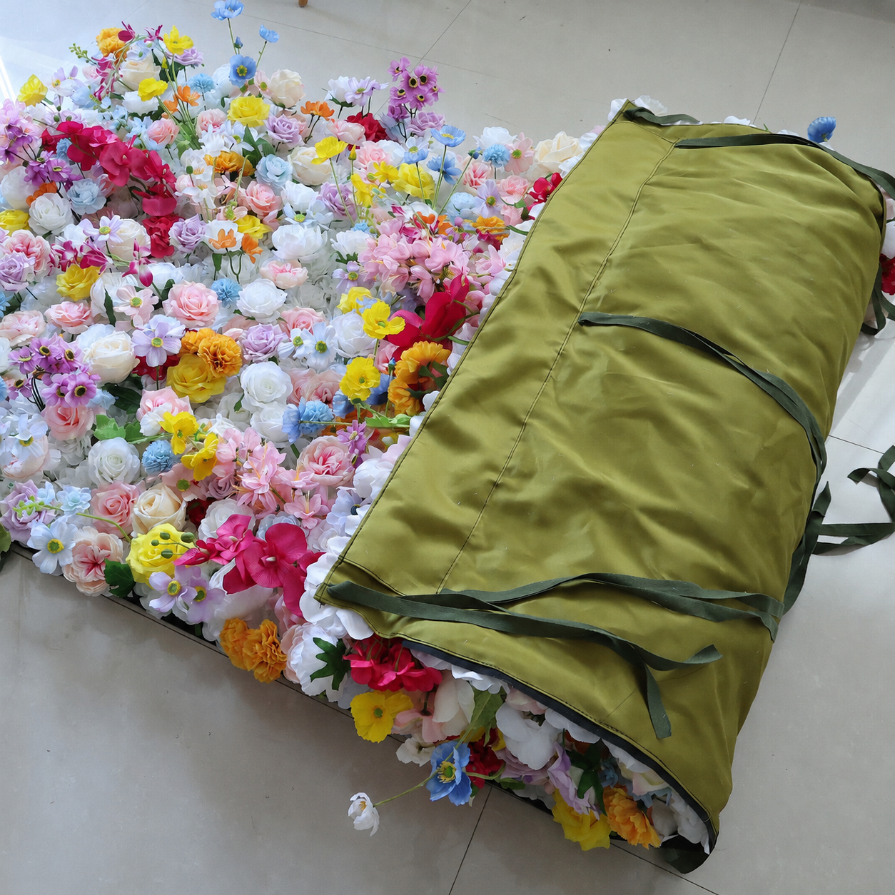 Generic Colorful Flower Wall Backdrop for Weddings, 4 x 8 ft, 8x8ft,10x10ft