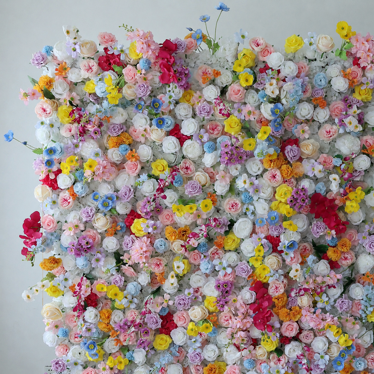 Generic Colorful Flower Wall Backdrop for Weddings, 4 x 8 ft, 8x8ft,10x10ft
