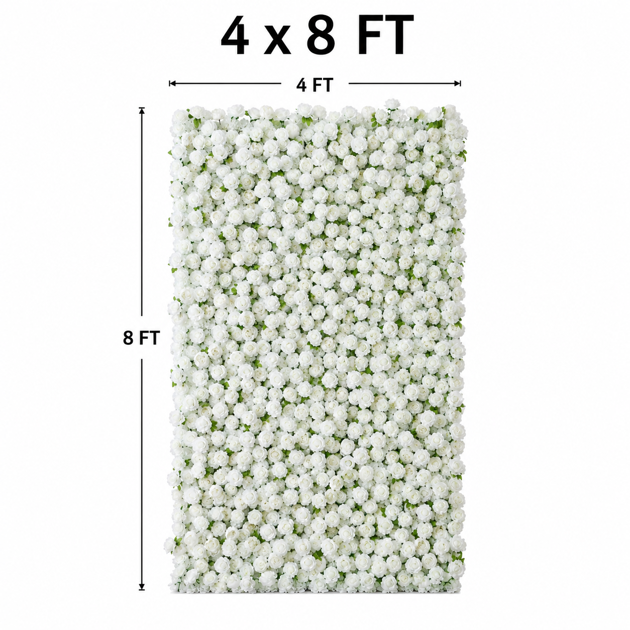 Generic White Rose Flower Wall Backdrop for Weddings, 4 x 8 ft,8x8ft,10x10ft