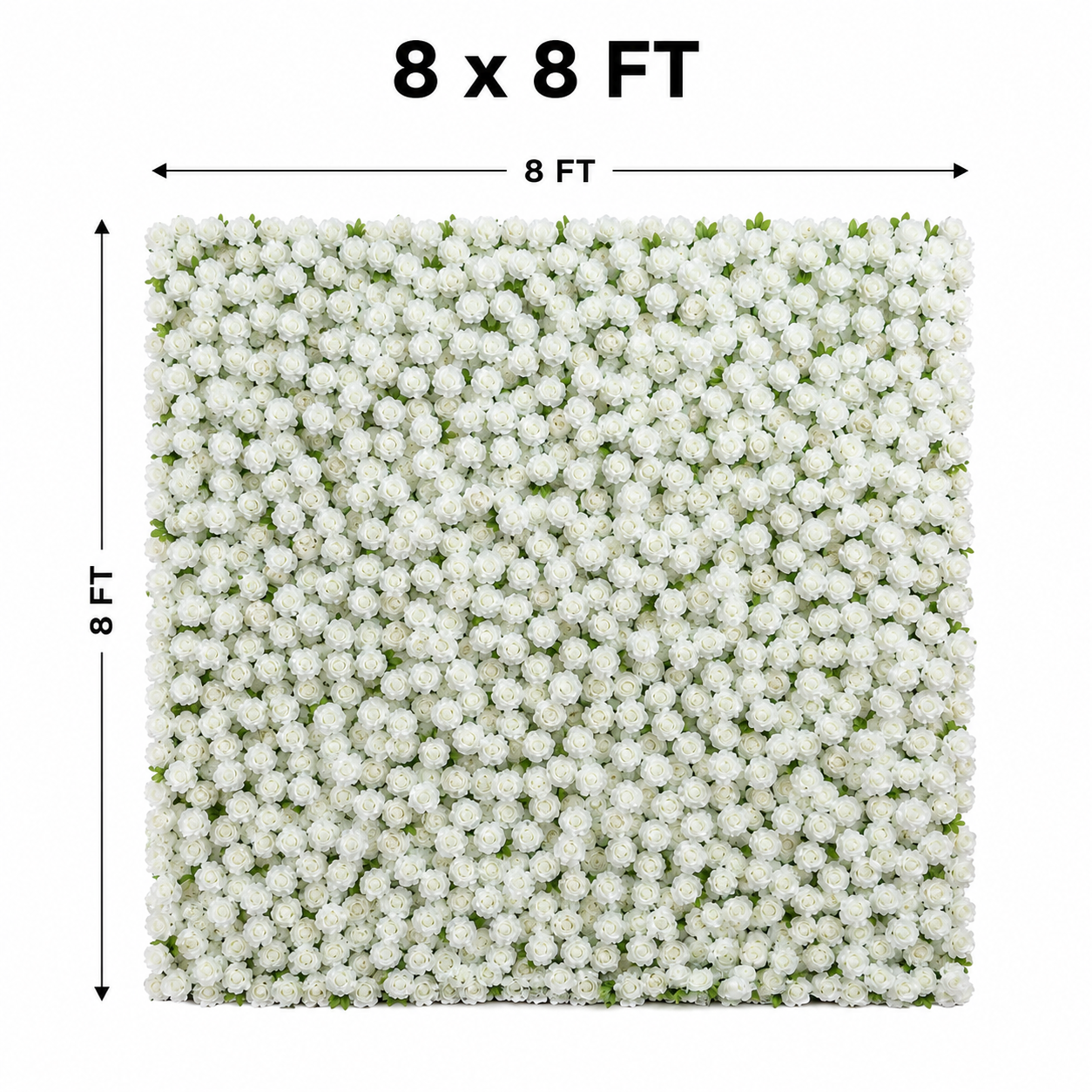 Generic White Rose Flower Wall Backdrop for Weddings, 4 x 8 ft,8x8ft,10x10ft