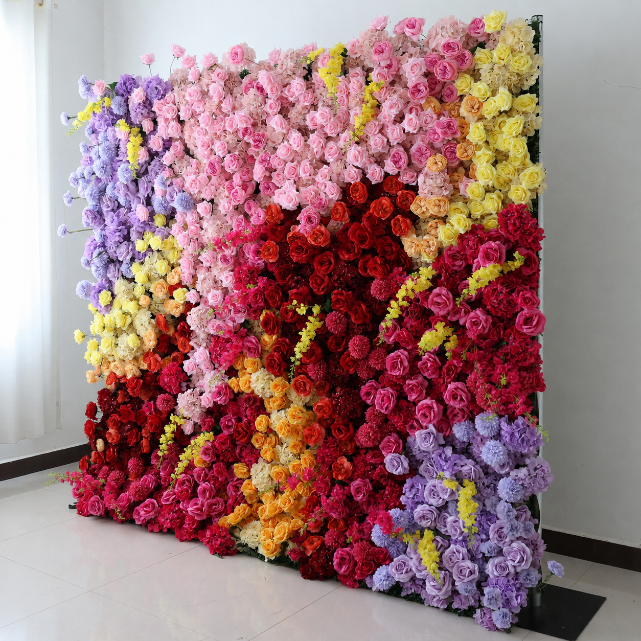 Generic Color Block Flower Wall Backdrop, 4 x 8 ft, 8 x8 ft,10 x 10ft