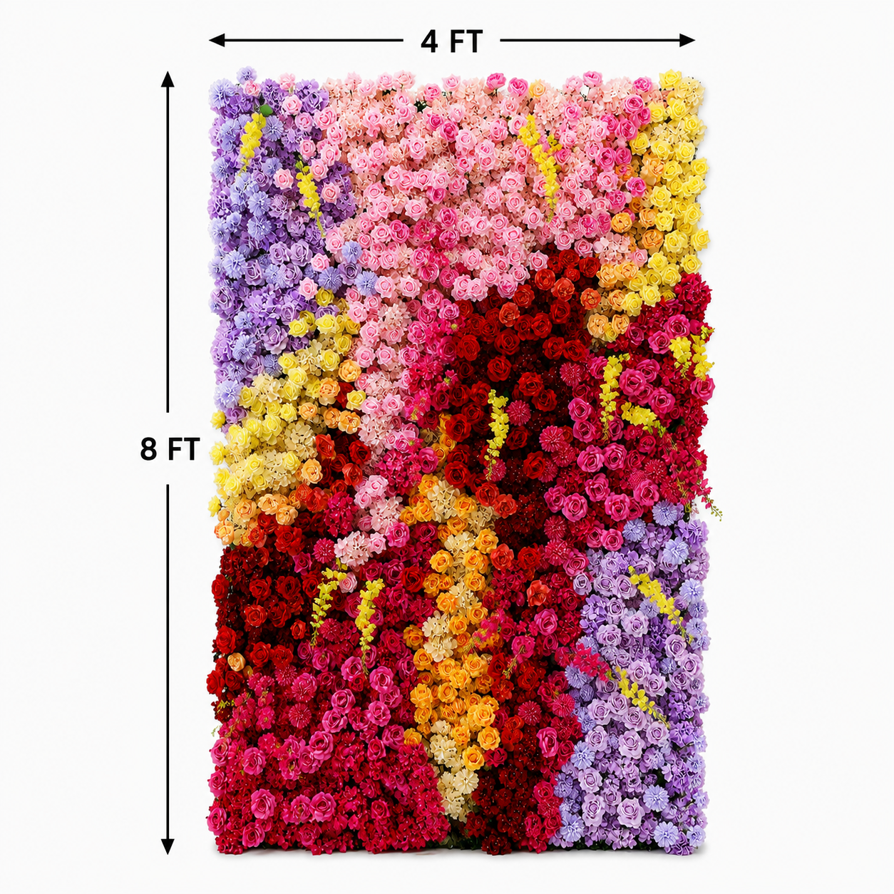 Generic Color Block Flower Wall Backdrop, 4 x 8 ft, 8 x8 ft,10 x 10ft